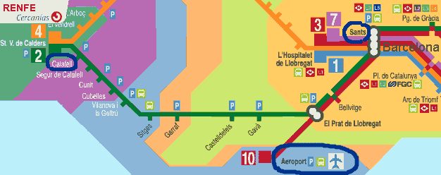 Barcelona airport to Calafell by train